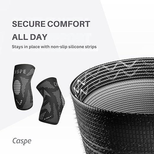 Caspe 2 Pack Elbow Compression Sleeve for Men & Women – Tennis Elbow Brace, Arm Support & Pain Relief for Tendonitis, Bursitis, Weightlifting, Golf & Sports – Breathable, Non-Slip (Black, Large)