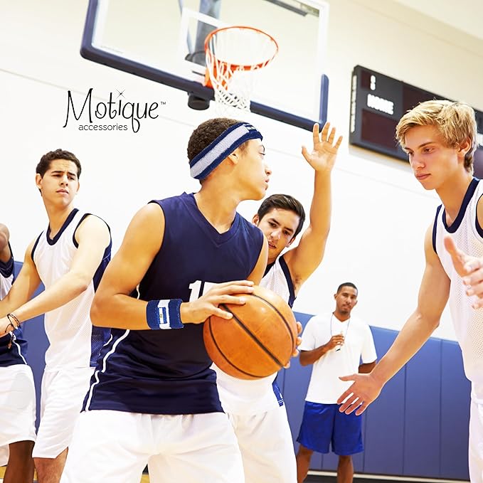 Striped Sweatband Set - Sport Sweat Band and Wristband