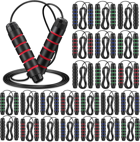 HyDren 24 Pieces Jump Ropes for Fitness with Ball Bearings Speed Jumping Bulk Adjustable Skipping Rope with Foam Handles for Men Women Cardio Training