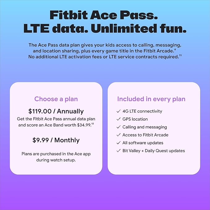 Fitbit Google Ace LTE - Kids Smartwatch with Call, Message, GPS, and Activity-Based Games, Ace Pass Data Plan Required - Spicy - Moovin