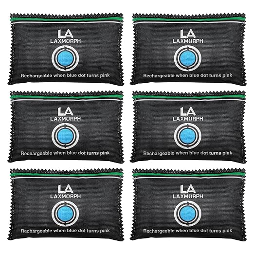 200g Rechargeable Desiccant, Moisture Absorbing Bag Reusable & Absorbs Moisture & Humidity, Rechargeable Dehumidifier Bag for Gun Safe,Cars,Bins,Totes,Food Storage,Clothes,Suitcase(6, Black)