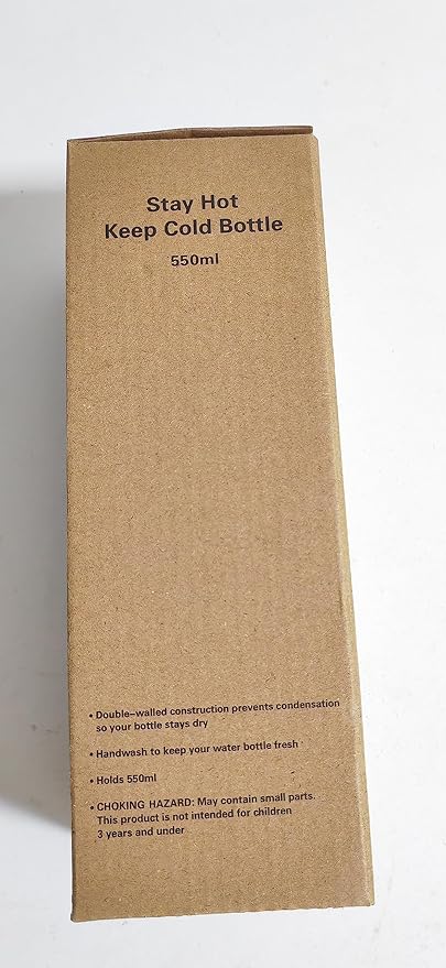 Slim Insulated Water Bottles for Travel 18oz with Clip, Double Wall Vacuum Stainless Steel Water Bottle Keeps Drinks Cold 24 Hrs/Hot 12 Hrs, 100% Leakproof, BPA Free(Black)