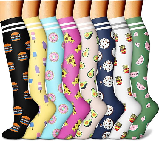 CHARMKING Compression Socks for Women & Men Circulation (8 Pairs) 15-20 mmHg is Best Support for Athletic Running,Hiking