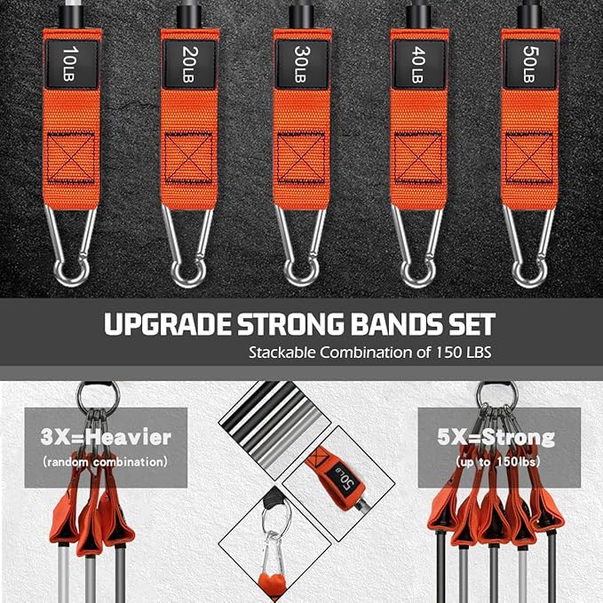 VEICK Resistance Bands, Exercise Bands for Working Out with Handles, Elastic Workout Bands for Men Women, Exercising Bands for Strength Training Equipment at Home Gym