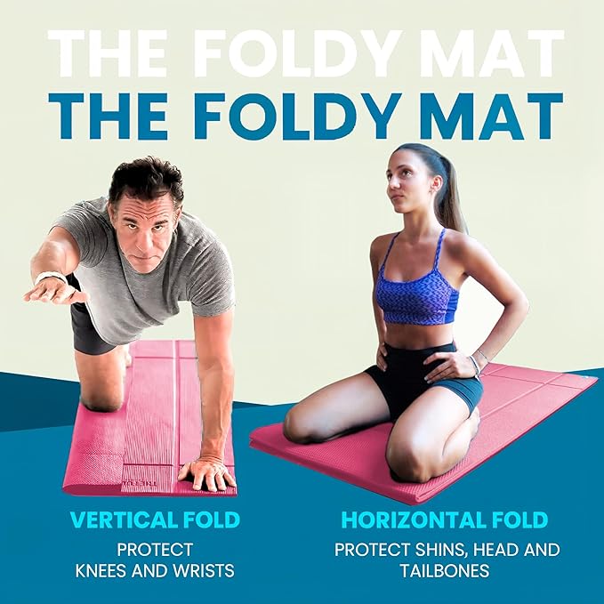 Foldable Yoga Mat Thick, in 6 Combinations; Greater Support and Protection for Joints, Body Alignment System, and Sections for Hands and Feet. Non-slip texture and water-resistant