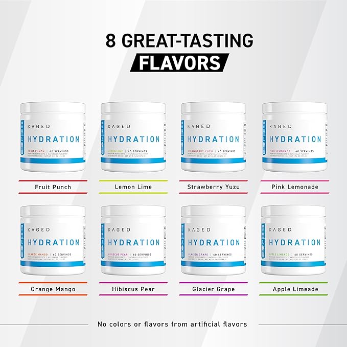 Kaged Hydration Electrolytes Powder | Lemon Lime | Hydra-Charge Sports Drink Mix | Pre, Post, Intra Workout | Low Carb, Vegan, Gluten Free | Supplements for Men & Women | 60 Servings