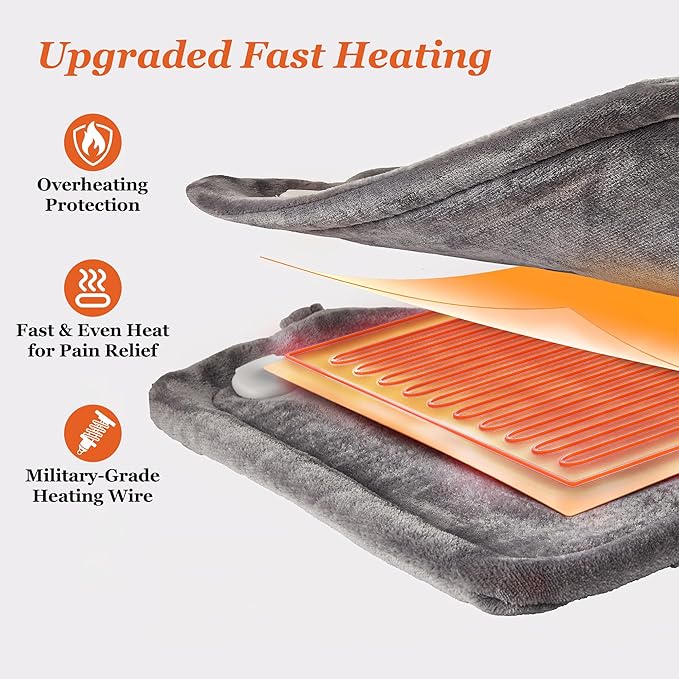 Heating Pad for Neck Shoulder and Back, Birthday Gifts for Women Mom Men Dad Elderly, Deeper Pain Relief and Fast Heating Large Weighted Heat Wrap, FSA Eligible Items Only List, ETL Certified, Gray