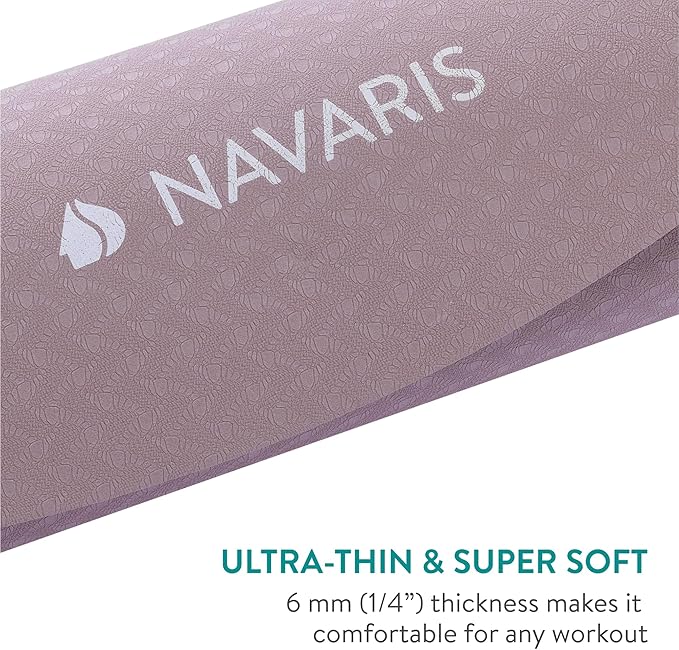 Navaris Round Yoga Mat - 47" Diameter Circular Exercise Mat 1/4" Thick - Non-Slip Mat for Cardio, Workout, Fitness, Tai Chi, Meditation - Size Small