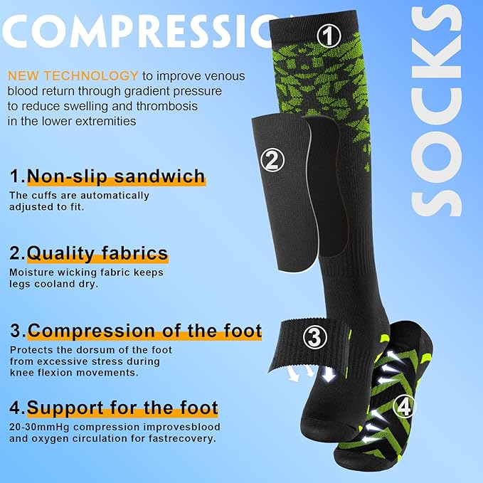 bropite Halloween Compression Socks for Women & Men-Pumpkin Ghost 6 Pairs 20-30mmhg Support Running Nurse Travel