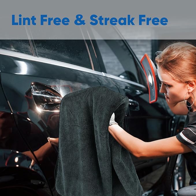 HOMEXCEL Car Drying Towel (24"x 16"), 1200GSM Ultra Absorbent Car Cleaning Cloth, Streak-Free Microfiber Drying Towel, Great for Cars, Trucks, SUVs, RVs, Motorcycles, 2 Packs