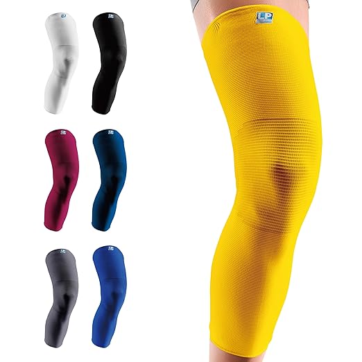 LP SUPPORT 667 Compression Sleeve Leg Full Length for Sports, Cycling, Running, Basketball, for Men Women (Yellow, XL, 1pcs)