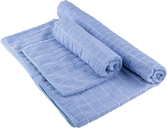 Wakeman Yoga Mat Towel and Gym Towel Set - 2-Piece Non Slip Set for Hot Yoga, Pilates, and Gym - 72” x 24” Sweat Absorbent and Quick Drying Blanket with Corner Pockets for Mats (Blue)