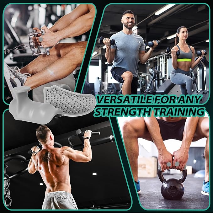 Ergonomic Rubber Gym Grips for Men & Women – Anti-Slip Fingerless Workout Gloves for Weight Lifting, Deadlifts, Pull-Ups, Rows, Barbell, Dumbbell, Palm Protectors for Gym Training