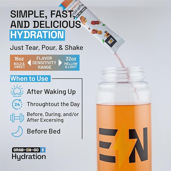 EN, Sugar-Free Electrolytes Powder Packets – Keto Electrolytes Hydration Packets, Single-Serving Electrolytes, Zero Calories, Vegan, Non-GMO, Organic, Gluten-Free, Tamarind 18 CT