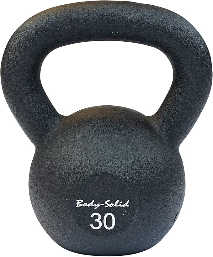 Body-Solid Matte Black Powder Coat Kettlebell with Kettle Grip Handle, Perfect Kettlebells for Weight Training and Core Workout Exercise Equipment