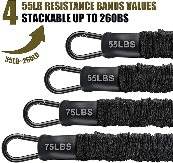 Pull Up Assistance Bands 260lbs, Heavy Pull Up Bands Resistance Bands for Pull Ups Working Out with Feet Rest, Pull Up Bar Bands Assistance Bands Strength Training Workout Equipment, Height Adjustable