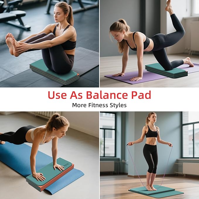 Foldable Yoga Excercise Mat 71"L x 24"W, Odourless Light Weight POE Mat For Home Fitness and Gym Workouts, 1/4 inch Non-slip Design for All Types of Yoga Pilates