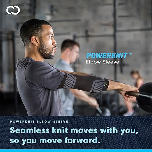 Copper Compression PowerKnit Elbow Sleeve - Seamless Elbow Brace for Men & Women - Pain Relief for Tendonitis, Tennis Elbow, Golfers, Weight Lifting - Fits Right or Left - 1 Sleeve - S/M