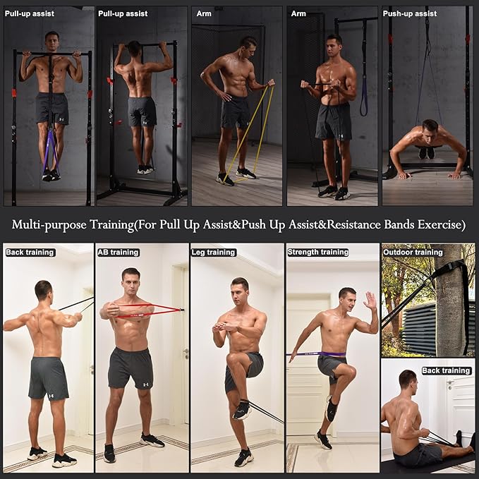 Ally Peaks Pull Up Assistance Bands，Heavy Duty Resistance Band for Pull Up Bar，Adjustable Weight/Size with Fabric Feet/Knee Rest Pull up bands,Up to 410lbs Assistance，resistance bands and assist bands