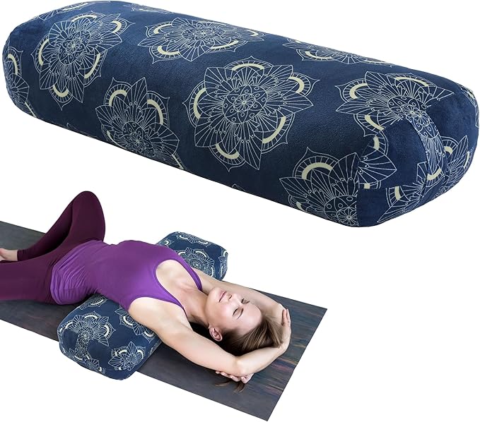 MABOZOO Yoga Bolster Pillow, Rectangular Yoga Bolster for Restorative & Meditation, Professional Meditation Cushion with Carry Handle