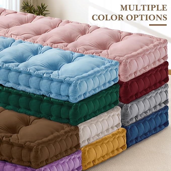 Bench Cushions for Indoor Furniture 42x16 in Velvet Kitchen Dining Piano Window Seat Cushion, Tufted Patio Porch Swing Thicken Bench Pad Memory Foam(Brown)