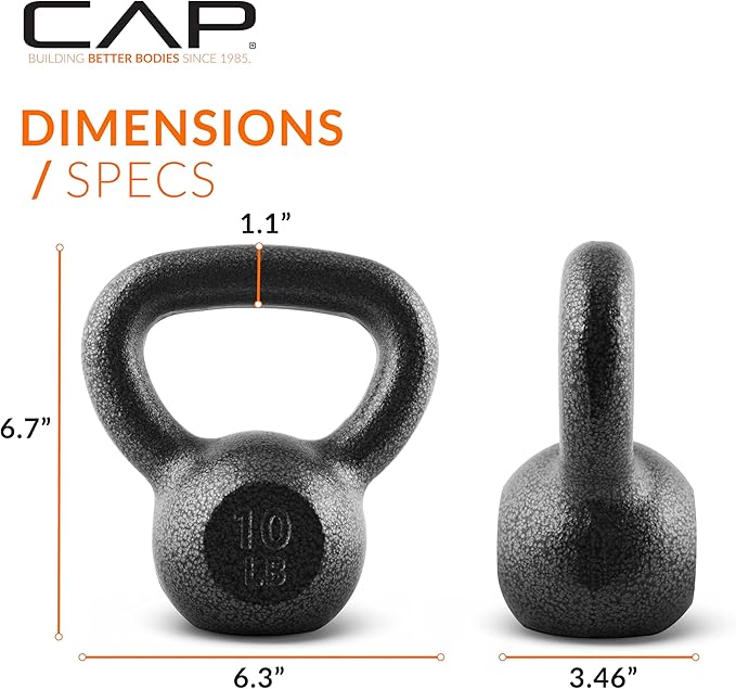 CAP Barbell Black Cast Iron Kettlebell Single or Set | 10-80 Lbs