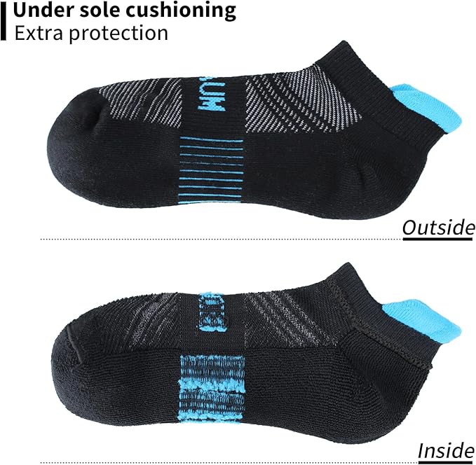 BIOAUM Cushioned Men's Ankle Socks, 6 Pairs Cotton Athletic Sport Breathable Low Cut Socks for Running Size 8-9.5/10-13/12-14
