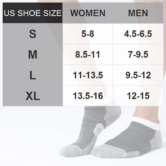 CS CELERSPORT 6 Pack Men's Running Ankle Socks with Cushion, Low Cut Athletic Tab Socks