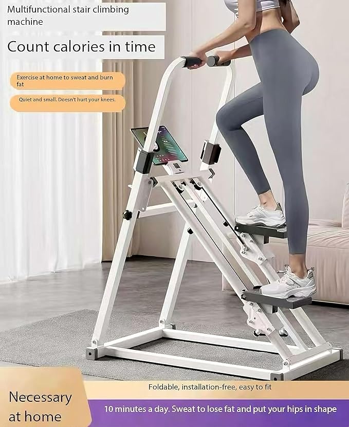 Foldable Stair Stepper Machine with Adjustable Handlebar & Step Counter - Compact Stair Climber for Home Gym, Cardio Workout Equipment, Space-Saving Step Machine for at-Home