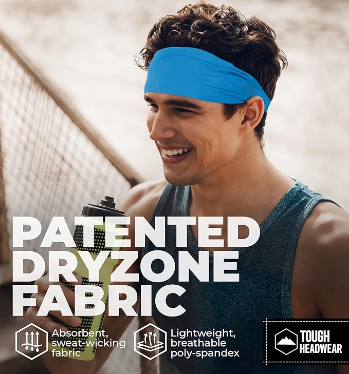 Tough Headwear Sport Headbands for Men - Workout Headbands for Women - Running Headband -Tennis Athletic Sweatband