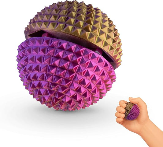 Round Spiked Sensory Fidget Clicker, Tactile Stimming Device with Mechanical Clicky Switches, Lanyard Attachment, Ideal for Pain Stim, ADHD, Autism & Stress Relief (NEON Harmony, Large)