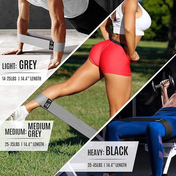 WALITO Resistance Bands for Working Out, Fabric Exercise Bands for Legs and Butt, Workout Bands for Women and Men, Booty Band for Yoga Starter Set, Pilates, Rehab, Fitness and Home Workout