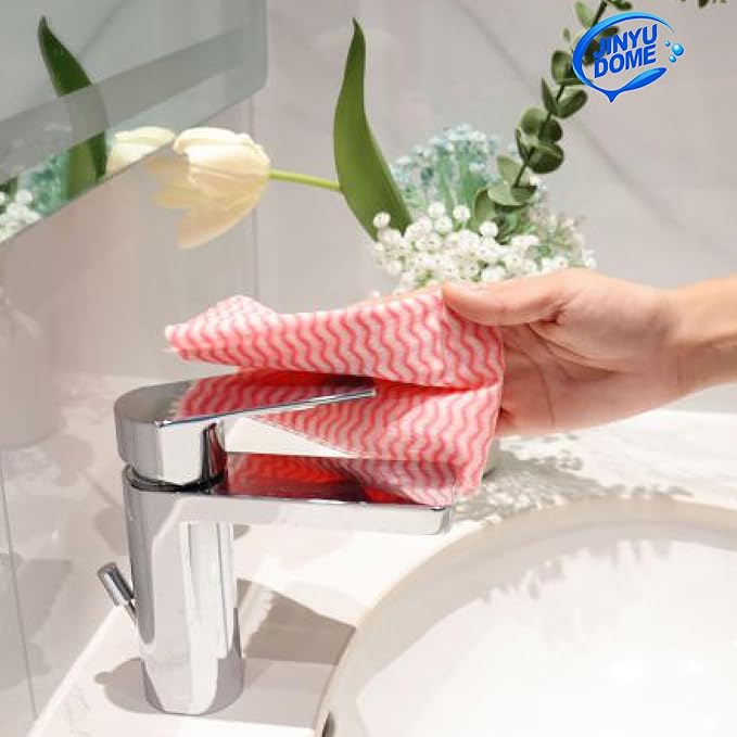 Handi Wipes Reusable Cloths, Red Disposable Kitchen Cleaning Towel Roll, Heavy Duty J Cloth,100 Count