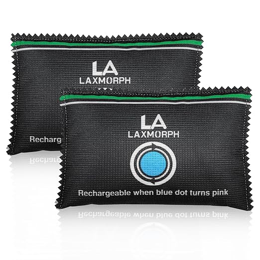 200g Rechargeable Desiccant, Moisture Absorbing Bag Reusable & Absorbs Moisture & Humidity, Rechargeable Dehumidifier Bag for Gun Safe,Cars,Bins,Totes,Food Storage,Clothes,Suitcase(2, Black)