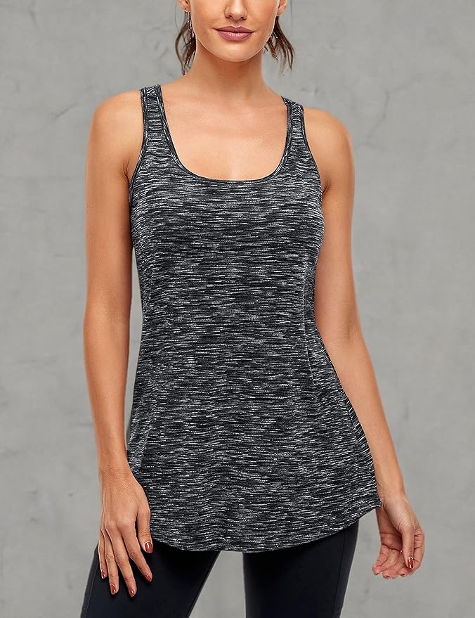 Cestyle Womens Tank Tops with Built in Bras Racerback Yoga Workout Sports Activewear
