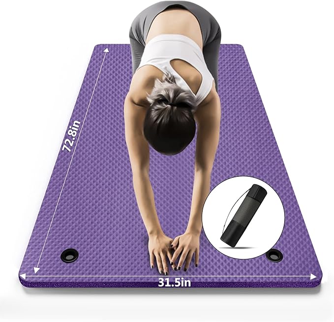 LFS Yoga Mat 72.8" x 31.5" x 2/5 inch Thick With Strap and Bag, Extra Wide Workout Mat for Women and Men, Non Slip Exercise Mat for Home Outdoor Yoga, Pilates, Stretching, Floor & Fitness Workouts