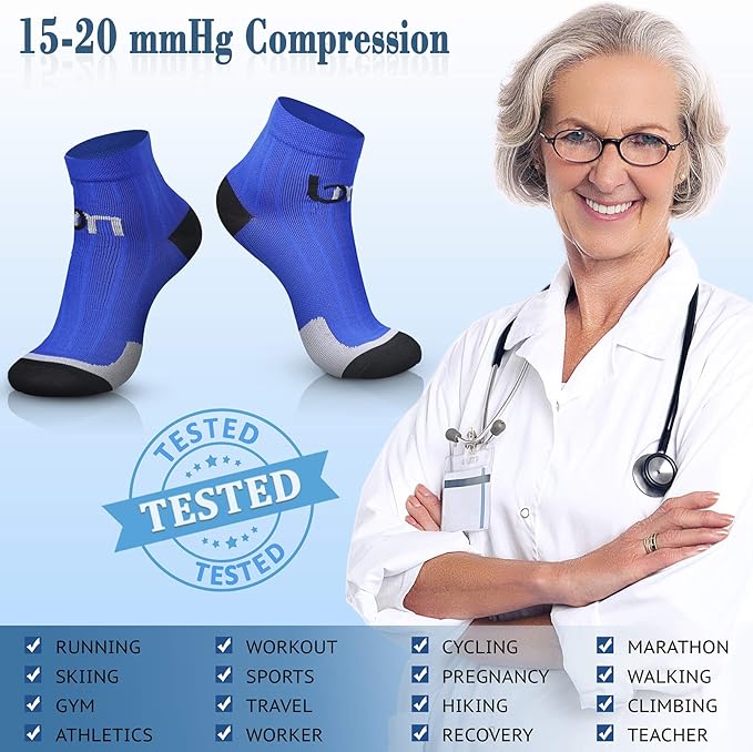 CHARMKING Compression Socks for Women & Men Circulation 15-20 mmHg is Best for Athletic Running Cycling Nurse Daily Wear