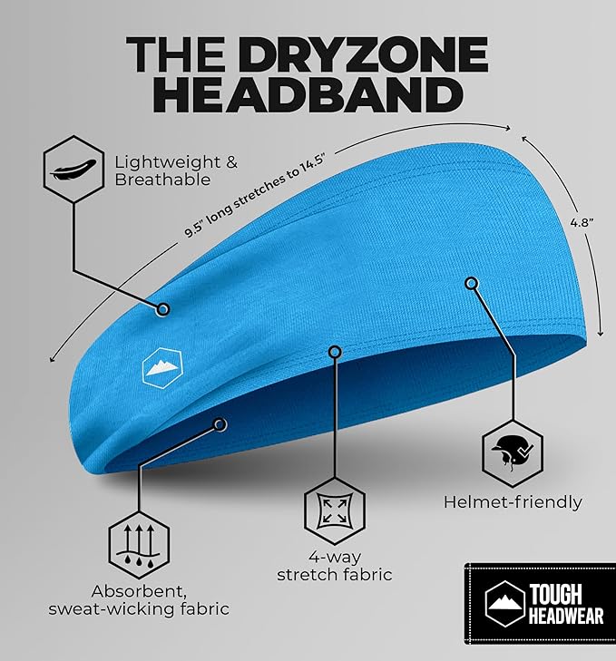 Tough Headwear Sport Headbands for Men - Workout Headbands for Women - Running Headband -Tennis Athletic Sweatband