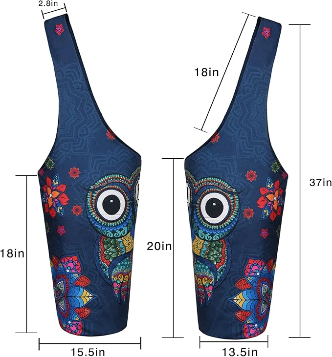 Fashion Printed Yoga Mat Bag with Large Side Pocket & Zipper Pocket Long Tote Yoga Bag Fit Most Size Mats - Holds More Yoga Accessories