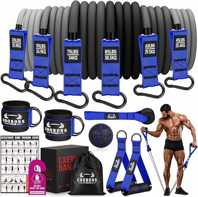 Heavy Resistance Bands for Working Out, 300LBS Exercise Bands with Handles, Workout Bands for Men, Weight Fitness Bands Set for Muscle Training, Strength, Slim, Yoga, Home Gym Equipment