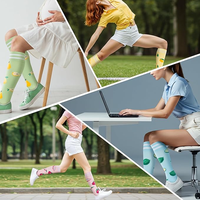 fenglaoda Compression Socks for Women Men Support Circulation 6 Pairs Socks For Nurse, Travel, Flight