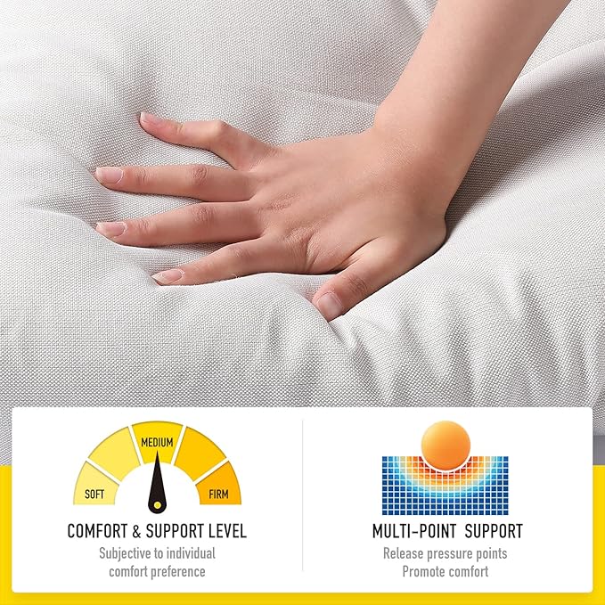 SUNROX LokGrip Non Slip Tufted Memory Foam Bench Cushion, FadeShield Water Resistant Durable Thicken Outdoor/Indoor Bench Seat Pads 48x16x4 inch, Cream