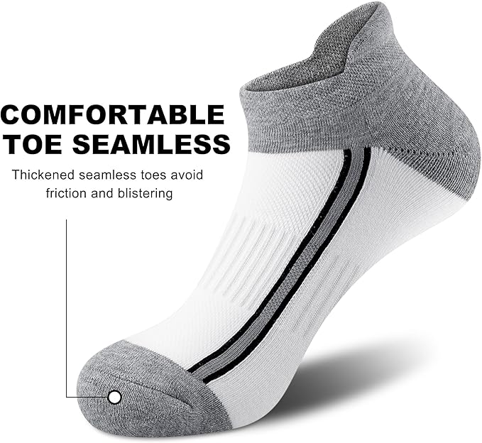 Gonii Men's Running Athletic Ankle Socks - Thick Cushioned Low Cut Socks (5 Pairs)