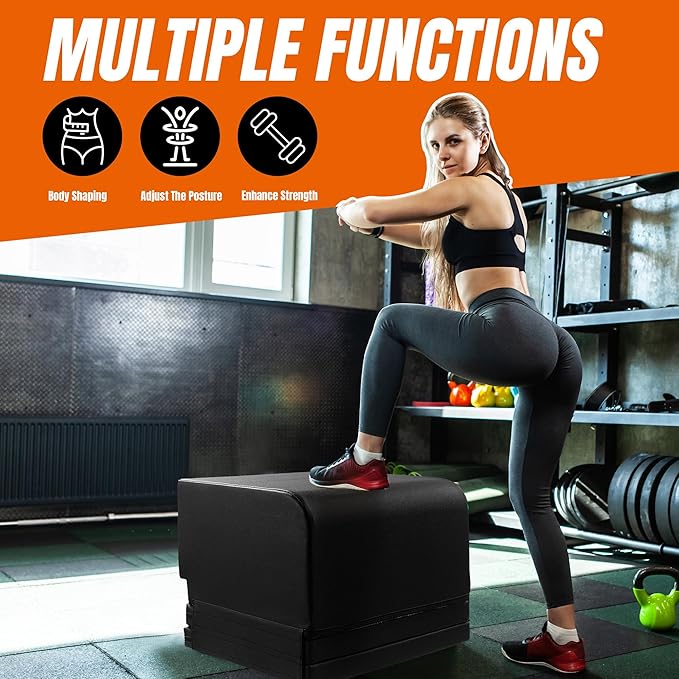 ROYALAY Adjustable Hip Thrust Bench, PU Glute Bench, Core Workout Equipment with Non-Slip Bottom, Hip Thrust Pad for Gym Home and Outside