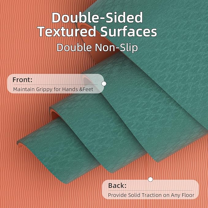 Yoga Mat Non Slip, Anti-Tear 1/4 Thick TPE Yoga Mats for Women and Men, a stylish and practical dual-tone yoga mat.72"x24" Exercise & Fitness Mat with Carrying Strap, Workout Mats for Yoga, Pilates and Floor Exercise