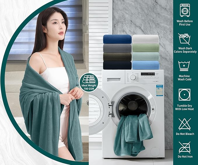 Extra Large Bath Sheet 4 Piece (35"x70")-Ultra Soft Oversized Bath Towel,Bath Sheet Set for Bathroom Hotel,Highly Absorbent Quick Dry Shower Towel Set for Adults,Bathroom Towel-Pine Green