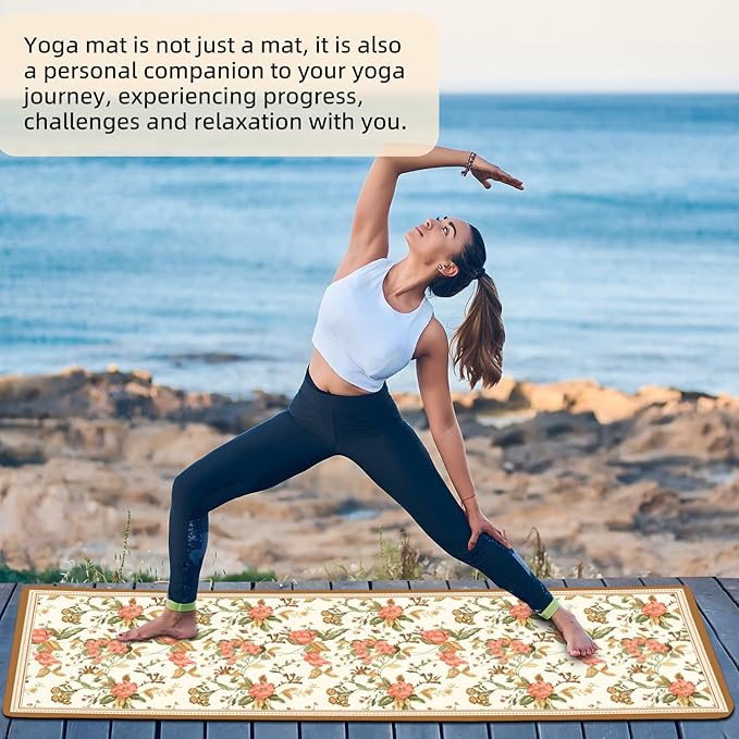 FOLAI Extra Thick Yoga Mat 6mm - Non-Slip Exercise Mat for HIIT, Pilates & Home Workouts & Workout with Free Carry Strap