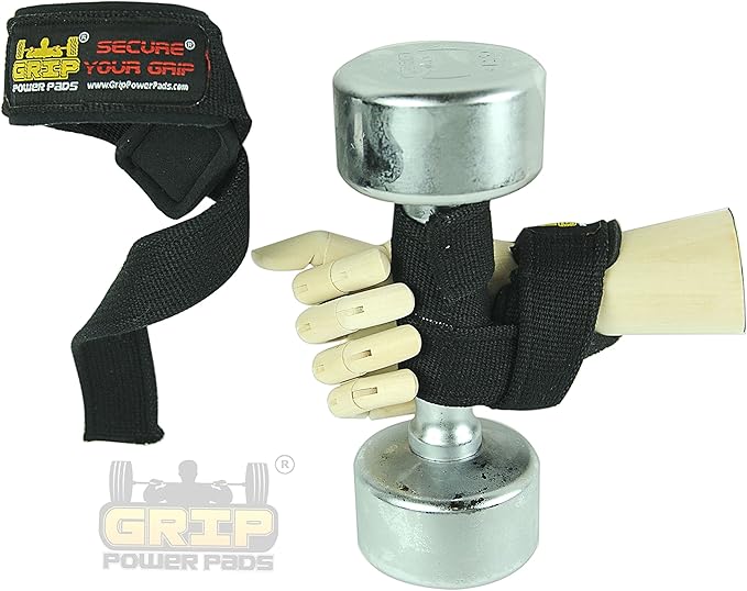 Heavy Duty Lifting Straps Neoprene Padded 1 Pair Wrist Wraps & Rubbery Grip Support Straps with Cotton Coated Rubber on One Side