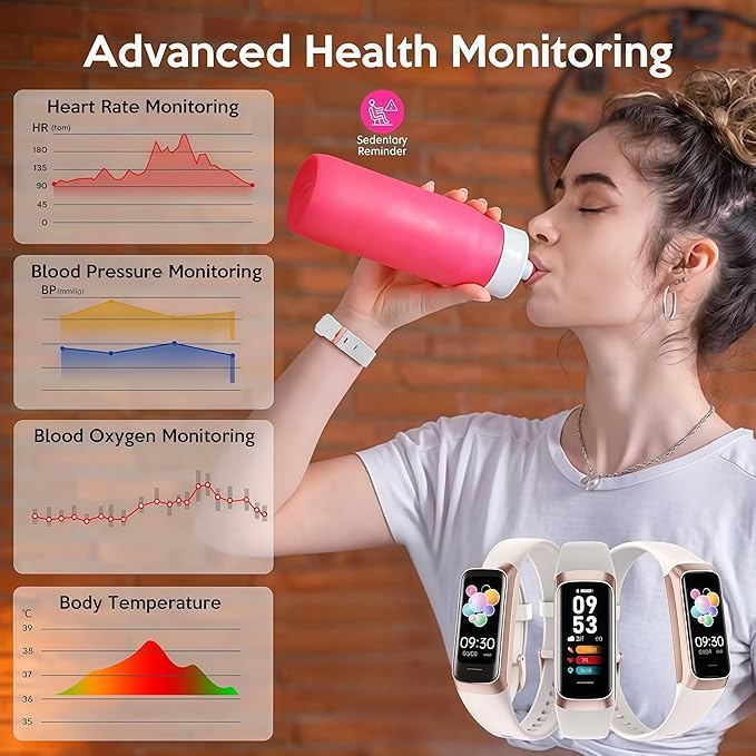 Fitness Tracker,2025 Smart Watch with Blood Pressure Heart Rate & Sleep Monitor IP67 Waterproof Step Calorie Counter Pedometer Fitness Activity Watch for Men Women Android iOS Phone (White)