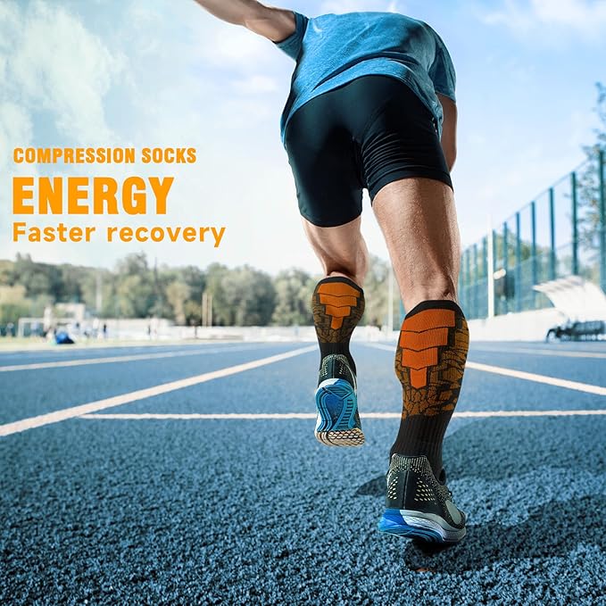 bropite Halloween Compression Socks for Women & Men-Pumpkin Ghost 6 Pairs 20-30mmhg Support Running Nurse Travel